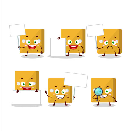 Yellow dice cartoon character bring information board.Vector illustrationのイラスト素材