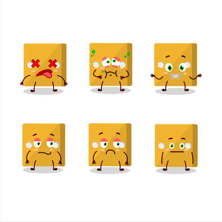 Yellow dice cartoon character with nope expression.Vector illustrationのイラスト素材