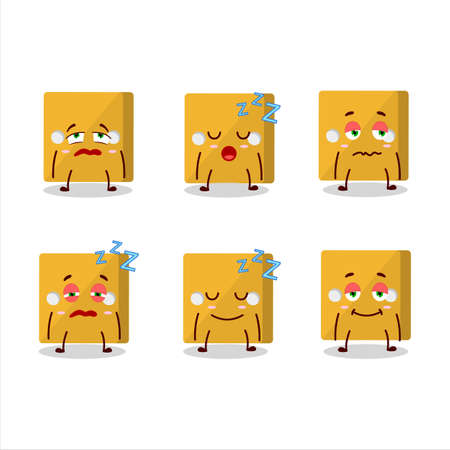 Cartoon character of yellow dice with sleepy expression.Vector illustrationのイラスト素材