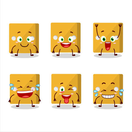 Cartoon character of yellow dice with smile expression.Vector illustrationのイラスト素材