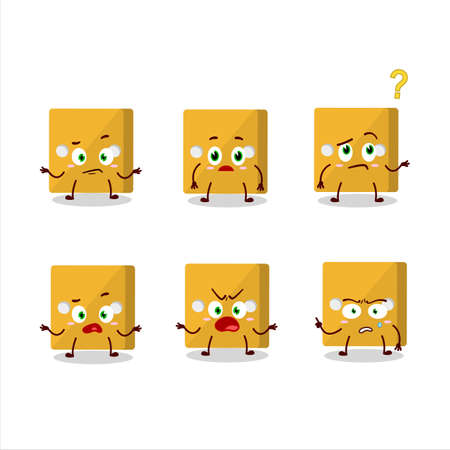 Cartoon character of yellow dice with what expression.Vector illustrationのイラスト素材