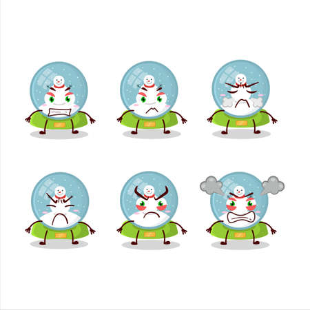 Snowball with snowman cartoon character with various angry expressionsのイラスト素材