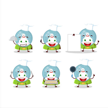 Cartoon character of snowball with snowman with various chef emoticonsのイラスト素材