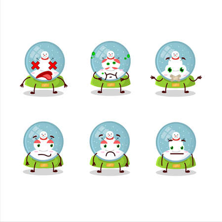 Snowball with snowman cartoon character with nope expressionのイラスト素材