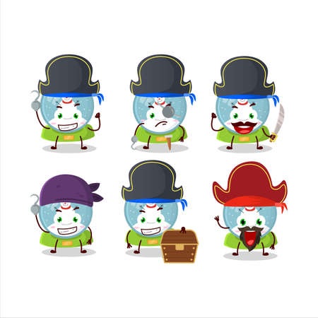 Cartoon character of snowball with snowman with various pirates emoticonsのイラスト素材
