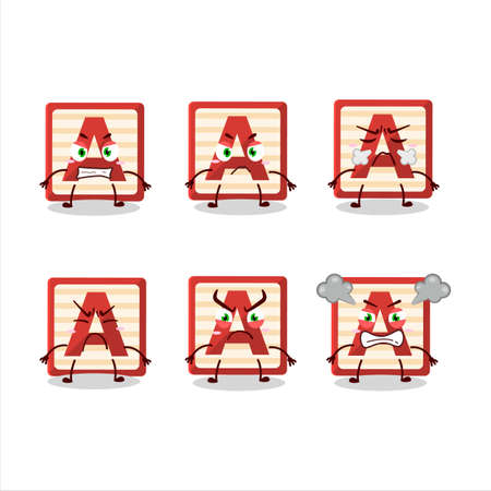 Toy block A cartoon character with various angry expressionsのイラスト素材