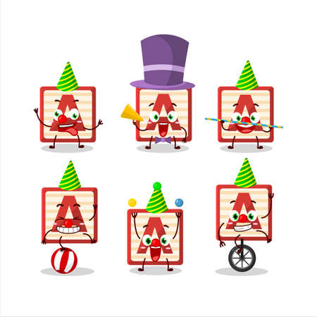 Cartoon character of toy block A with various circus showsのイラスト素材