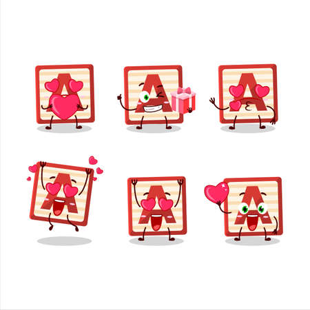 Toy block A cartoon character with love cute emoticonのイラスト素材