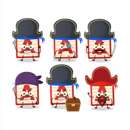 Cartoon character of toy block A with various pirates emoticonsのイラスト素材