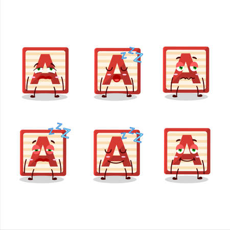 Cartoon character of toy block A with sleepy expressionのイラスト素材