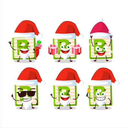 Santa Claus emoticons with toy block B cartoon characterのイラスト素材