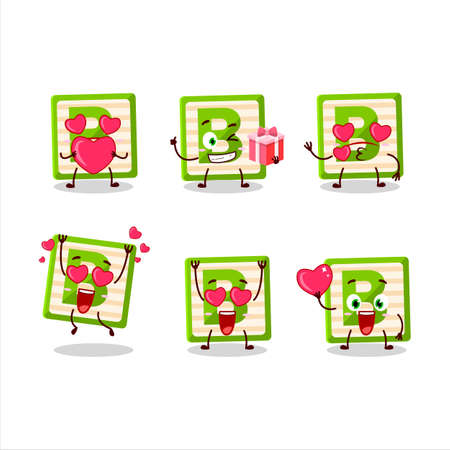Toy block B cartoon character with love cute emoticonのイラスト素材