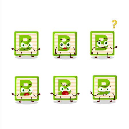 Cartoon character of toy block B with what expressionのイラスト素材