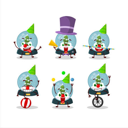 Cartoon character of snowball with tree with various circus showsのイラスト素材