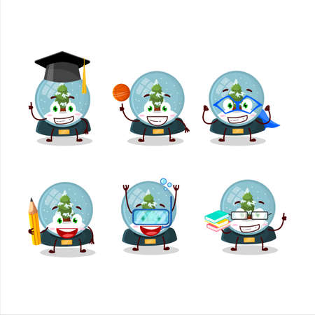 School student of snowball with tree cartoon character with various expressionsのイラスト素材