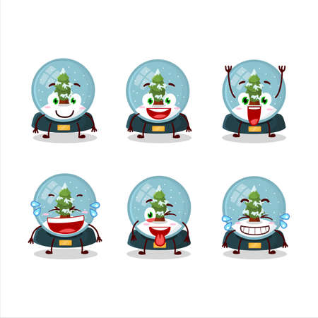 Cartoon character of snowball with tree with smile expressionのイラスト素材