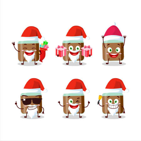 Santa Claus emoticons with chocolate baby milk bottle cartoon characterのイラスト素材