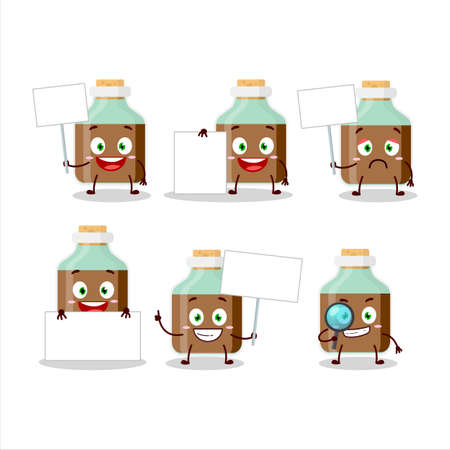 Chocolate baby milk bottle cartoon character bring information boardのイラスト素材