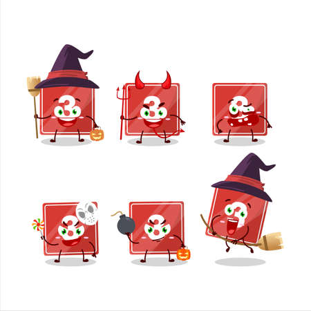 Halloween expression emoticons with cartoon character of toys block threeのイラスト素材