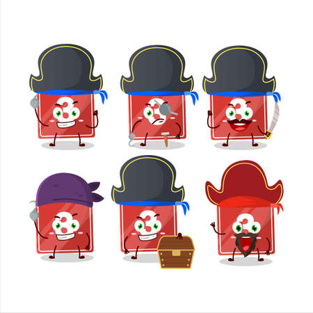 Cartoon character of toys block three with various pirates emoticonsのイラスト素材