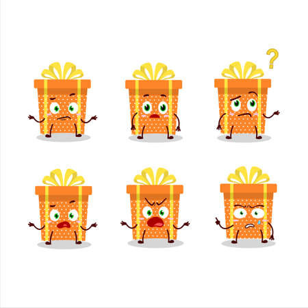 Cartoon character of orange christmas gift with what expressionのイラスト素材