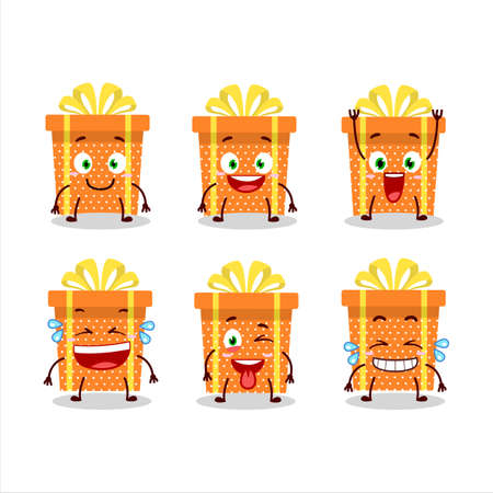 Cartoon character of orange christmas gift with smile expressionのイラスト素材