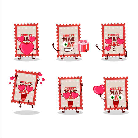 Christmas ticket cartoon character with love cute emoticonのイラスト素材