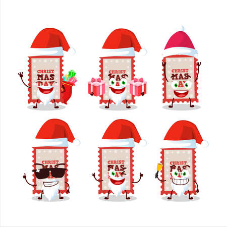 Santa Claus emoticons with christmas ticket cartoon character.Vector illustrationのイラスト素材
