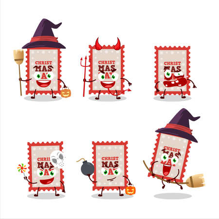 Halloween expression emoticons with cartoon character of christmas ticketのイラスト素材