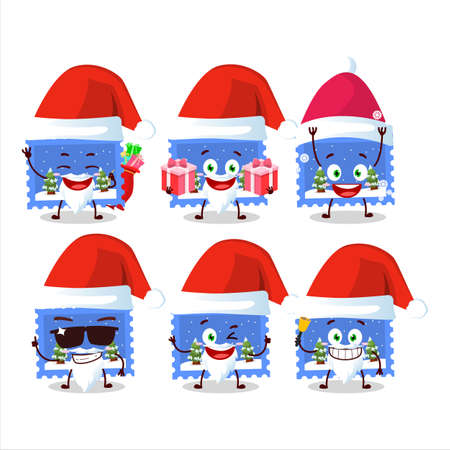 Santa Claus emoticons with landscape christmas ticket cartoon characterのイラスト素材