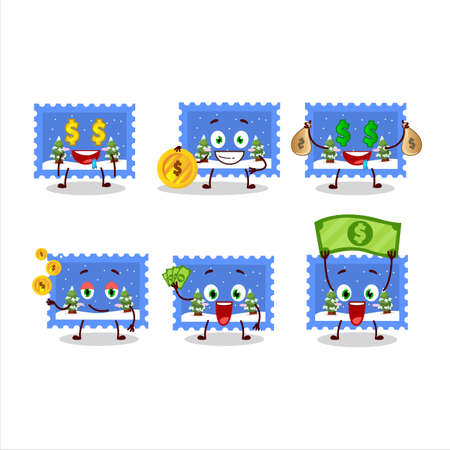 Landscape christmas ticket cartoon character with cute emoticon bring moneyのイラスト素材
