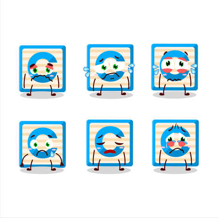 Toy block C cartoon character with sad expressionのイラスト素材