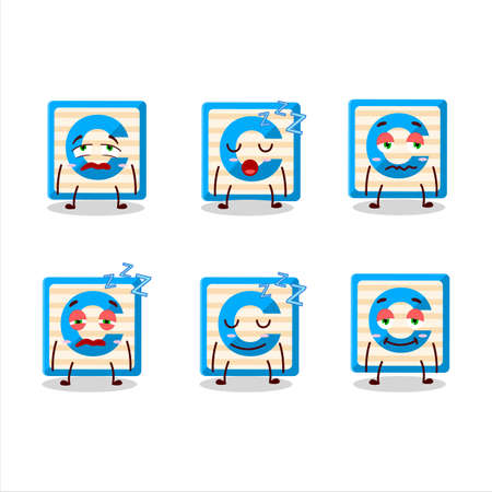 Cartoon character of toy block C with sleepy expressionのイラスト素材