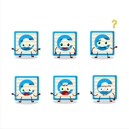 Cartoon character of toy block C with what expressionのイラスト素材