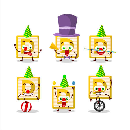 Cartoon character of toy block D with various circus showsのイラスト素材