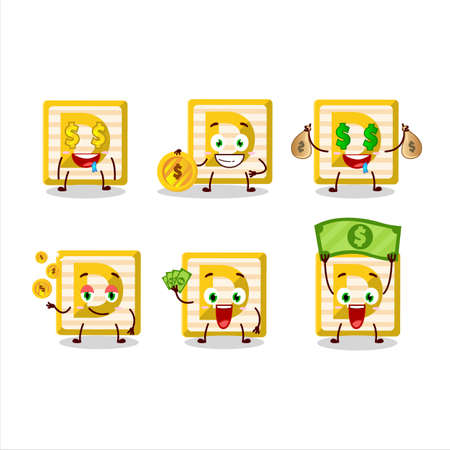 Toy block D cartoon character with cute emoticon bring moneyのイラスト素材