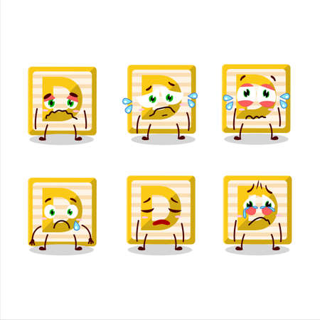 Toy block D cartoon character with sad expressionのイラスト素材