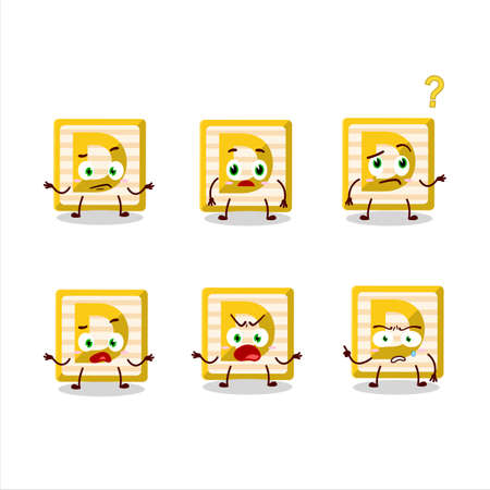 Cartoon character of toy block D with what expressionのイラスト素材