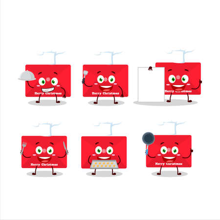 Cartoon character of red christmas envelopes with various chef emoticonsのイラスト素材