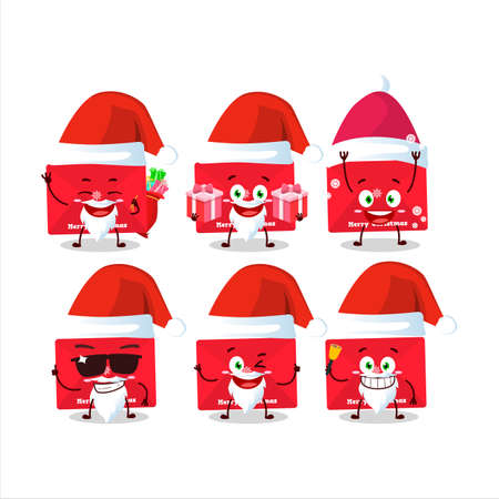 Santa Claus emoticons with red christmas envelopes cartoon characterのイラスト素材