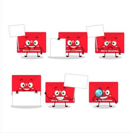 Red christmas envelopes cartoon character bring information boardのイラスト素材