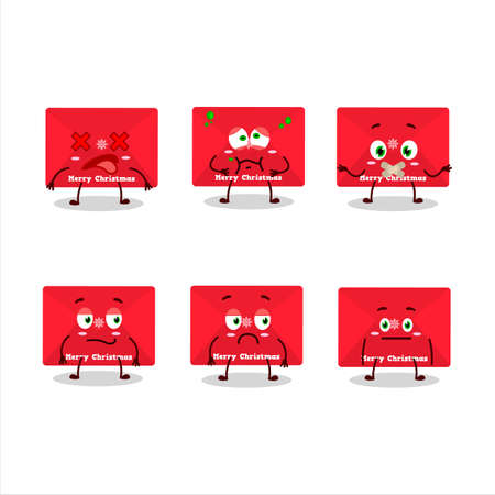 Red christmas envelopes cartoon character with nope expressionのイラスト素材