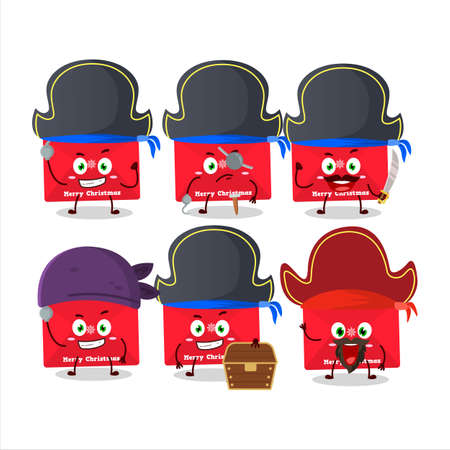 Cartoon character of red christmas envelopes with various pirates emoticonsのイラスト素材