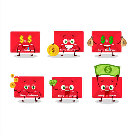 Red christmas envelopes cartoon character with cute emoticon bring moneyのイラスト素材