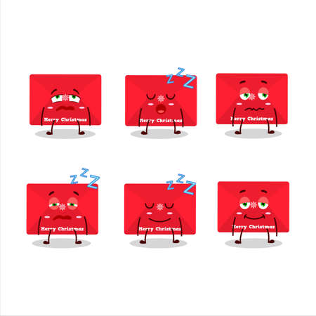 Cartoon character of red christmas envelopes with sleepy expressionのイラスト素材