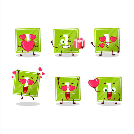 Toys block one cartoon character with love cute emoticonのイラスト素材