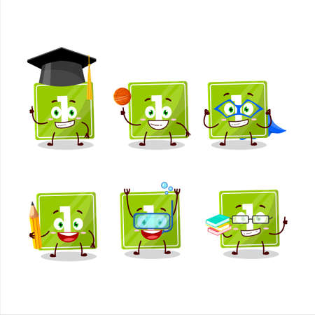 School student of toys block one cartoon character with various expressionsのイラスト素材