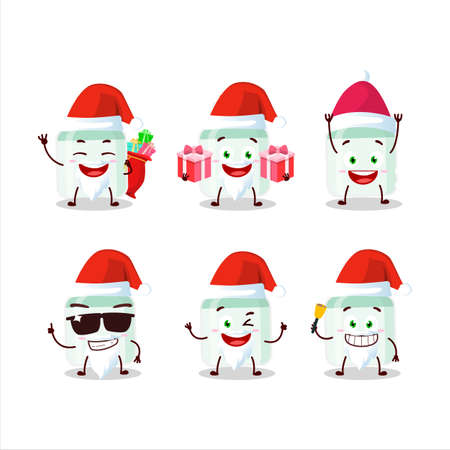 Santa Claus emoticons with white baby milk bottle cartoon characterのイラスト素材
