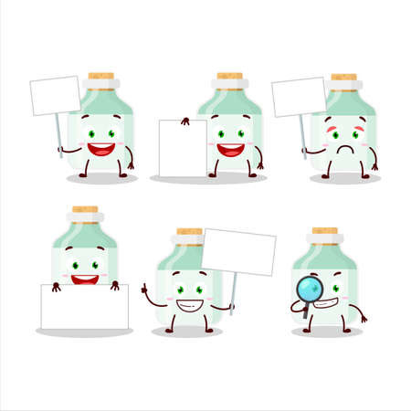 White baby milk bottle cartoon character bring information boardのイラスト素材