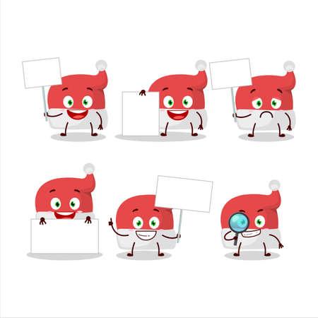 Red santa hat cartoon character bring information boardのイラスト素材